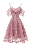 A lijn off the shoulder blush kanten jurk