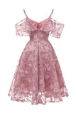 A lijn off the shoulder blush kanten jurk