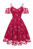 A lijn off the shoulder blush kanten jurk