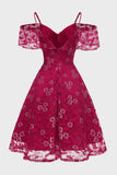 A lijn off the shoulder blush kanten jurk