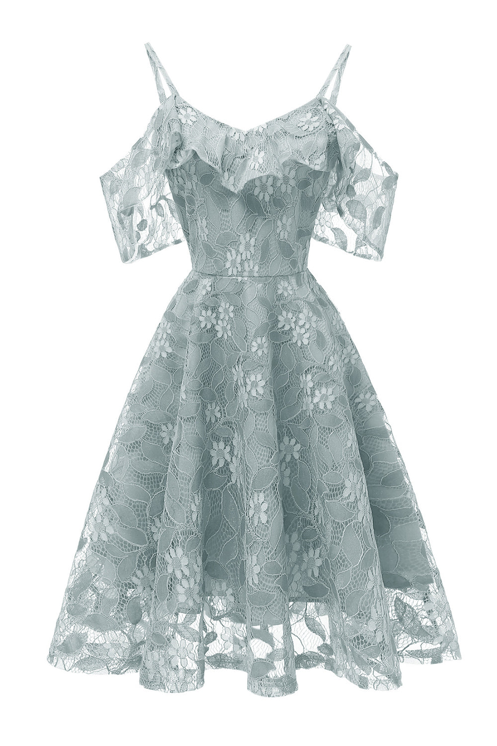 A lijn off the shoulder blush kanten jurk