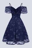 A lijn off the shoulder blush kanten jurk