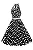 Afbeelding in Gallery-weergave laden, Hepburn Stijl Halter Hals Polka Dots Rood Jaren 1950 Jurk