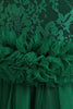 Afbeelding in Gallery-weergave laden, Mouwloze groene tule A lijn meisje jurk met kant