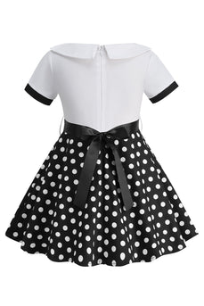 Bateau hals polka dots wit Vintage meisje jurken
