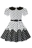 Afbeelding in Gallery-weergave laden, Pofmouwen Polka Dots Zwart A Line Meisjes Jurk