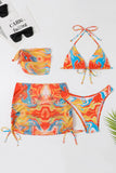 Halter hals oranje bedrukte bikini