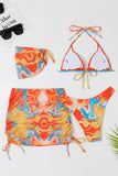 Halter hals oranje bedrukte bikini