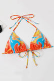 Halter hals oranje bedrukte bikini