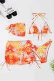 Halter hals oranje bedrukte bikini