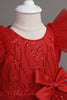 Afbeelding in Gallery-weergave laden, A lijn juweel hals rood meisje jurk met bowknot