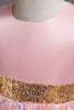 Afbeelding in Gallery-weergave laden, A lijn juweel hals roze meisje feestjurk met appliques