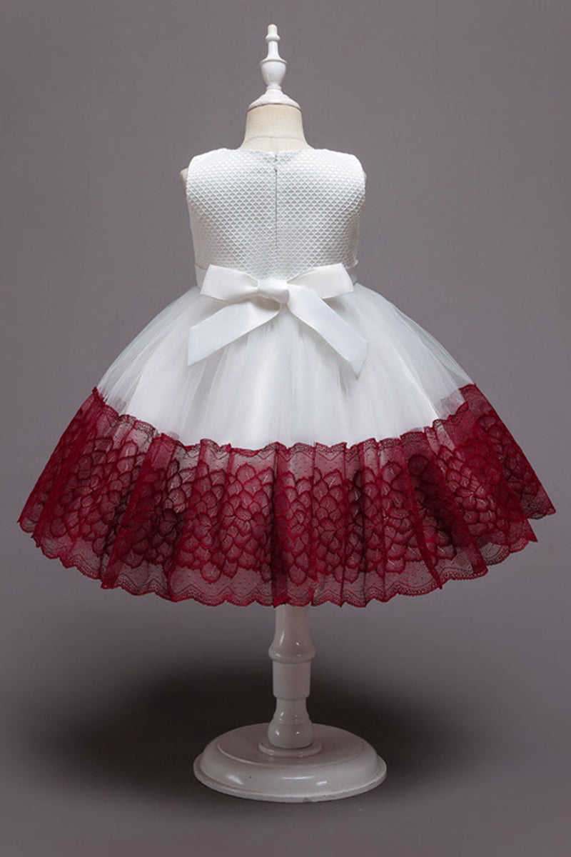 Afbeelding in Gallery-weergave laden, Roze mouwloze bloem tule meisjes jurk met strik