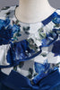 Afbeelding in Gallery-weergave laden, Blauwe bloem tule lange meisjes jurk met ruches