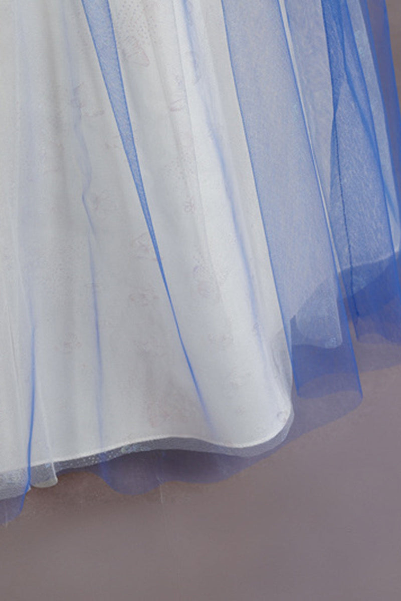 Afbeelding in Gallery-weergave laden, Blauwe mouwloze meisjesjurk met parel