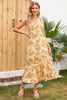 Afbeelding in Gallery-weergave laden, Gele bloemen bedrukte zomer casual jurk met ruches