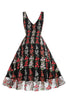 Afbeelding in Gallery-weergave laden, Zwarte Swing jaren 1950 jurk met borduurwerk