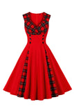 Zwarte Plaid Swing jaren 1950 Jurk