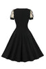 Afbeelding in Gallery-weergave laden, Zwarte Swing jaren 1950 jurk met korte mouwen
