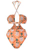 Afbeelding in Gallery-weergave laden, Halter hals sleutelgat uit één stuk bikini met strandrok