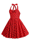 Halter Polka Dot Rode Vintage Meisjes Jurk