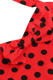 Halter Polka Dot Rode Vintage Meisjes Jurk