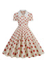 Afbeelding in Gallery-weergave laden, Rode stippen vintage jurk met korte mouwen