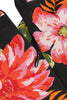 Afbeelding in Gallery-weergave laden, Zwarte bloemenprint swing retro jurk met korte mouwen