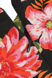 Zwarte bloemenprint swing retro jurk met korte mouwen