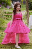Een lijn verwijderbare Hot Pink Girl's Party Dress