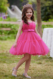 Een lijn verwijderbare Hot Pink Girl's Party Dress