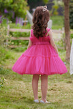 Een lijn verwijderbare Hot Pink Girl's Party Dress