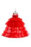 Een lijn verwijderbare Hot Pink Girl's Party Dress