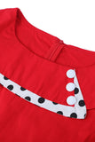 Polka Dots Rood Jaren 1950 Jurk met Knop