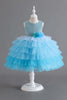 Afbeelding in Gallery-weergave laden, Koningsblauwe mouwloze A lijn meisjes jurken met 3D bloemen