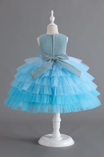 Koningsblauwe mouwloze A lijn meisjes jurken met 3D bloemen
