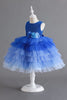 Afbeelding in Gallery-weergave laden, Koningsblauwe mouwloze A lijn meisjes jurken met 3D bloemen