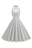 Halter Rode Polka Dots 1950s Jurk