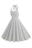 Halter Rode Polka Dots 1950s Jurk