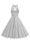 Halter Rode Polka Dots 1950s Jurk