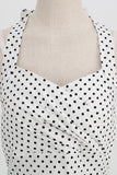 Halter Rode Polka Dots 1950s Jurk