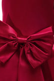 Boothals mouwloze Bordeaux Meisjes Jurken met Bowknot