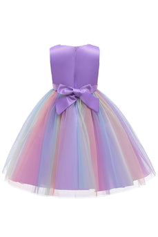 Sprankelende boothals paarse meisjes jurken