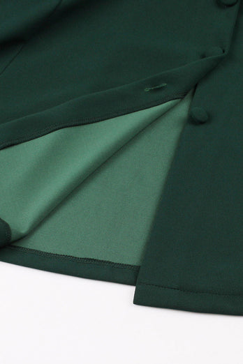 Groene diepe V-hals 1950s jurk met korte mouwen