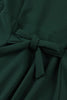 Afbeelding in Gallery-weergave laden, Groene diepe V-hals 1950s jurk met korte mouwen