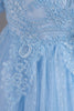 Afbeelding in Gallery-weergave laden, Blauwe ronde hals pofmouwen meisjes jurken