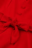 Afbeelding in Gallery-weergave laden, Rode V hals Bowknot korte mouwen Retro Swing Dress