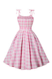 Roze Plaid Pin Up Vintage jaren 1950 Jurk