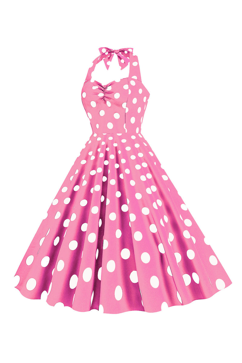 Afbeelding in Gallery-weergave laden, Roze Polka Dots Pin Up Vintage jaren 1950 Jurk