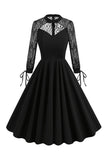 Retro Halloween Dark Hollow Backless Lace Jurk